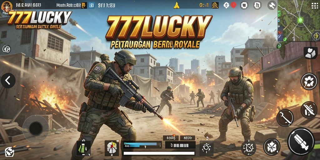 Tangkapan layar dari gameplay intens di 777LUCKY Battle Royale.
