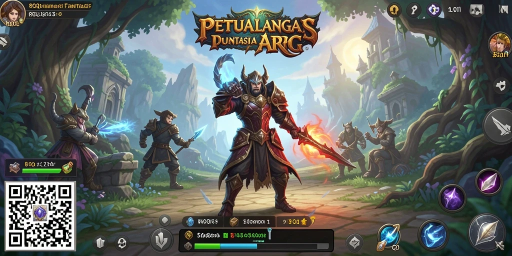 Tampilan gameplay dinamis dan menarik dalam 8QR sebagai game ARPG.