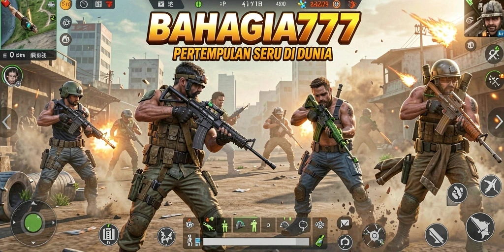 Tampilan aksi seru dari gameplay Battle Royale BAHAGIA777.