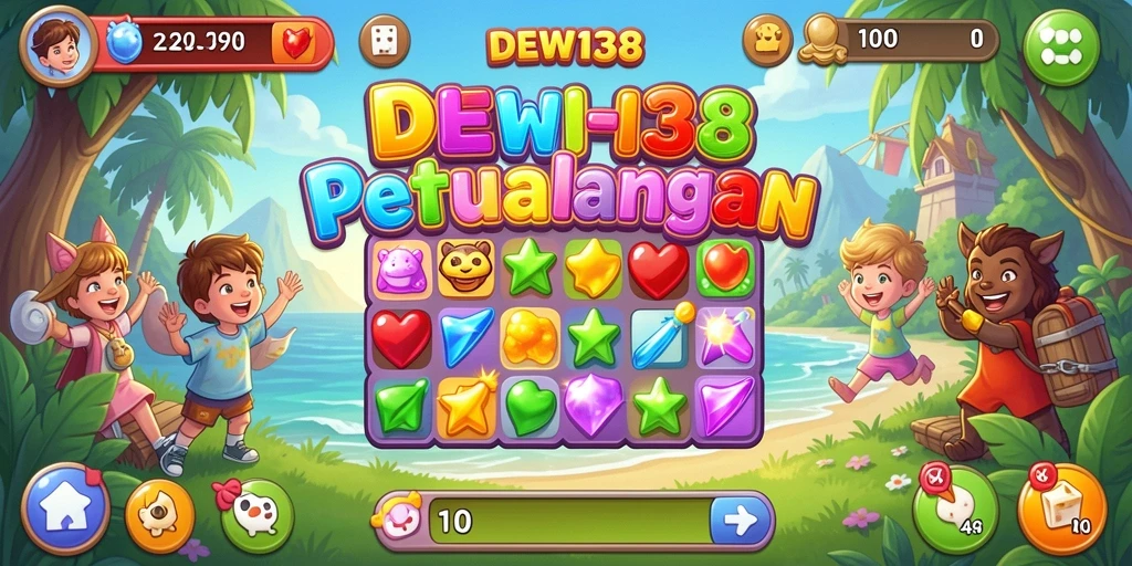 Tampilan gameplay DEWI138 yang seru dan penuh warna dalam Match-3.