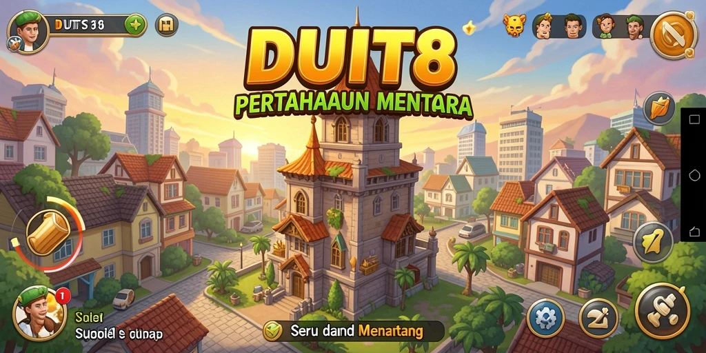 Tampilan gameplay menara pertahanan yang menegangkan di DUIT8.