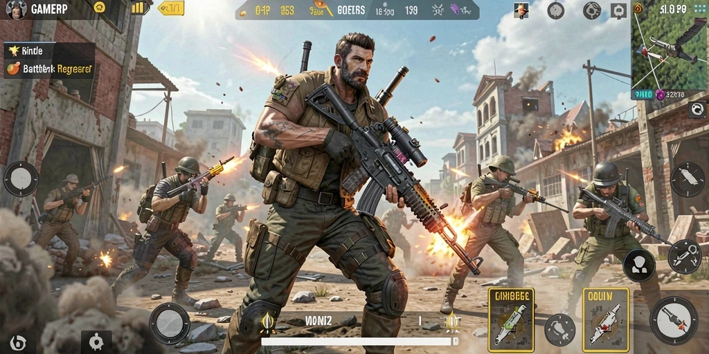 Gameplay seru dan mendebarkan dalam GAMERP Battle Royale.