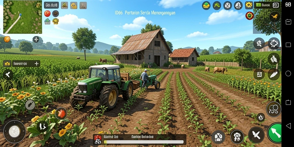 Tampilan gameplay ID66 yang menarik dengan berbagai aktivitas pertanian.