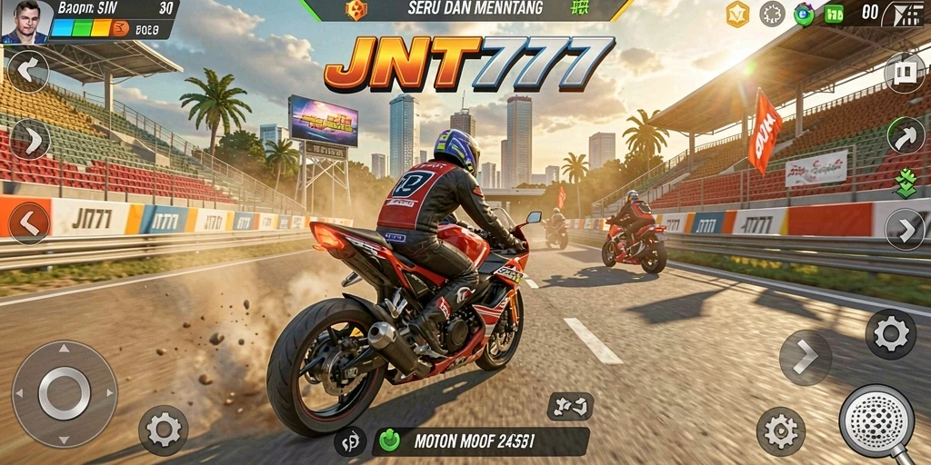 Gameplay seru di balapan motor JNT777.