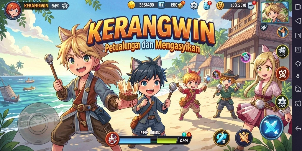 Gameplay KERANGWIN yang mengasyikkan dengan karakter anime.