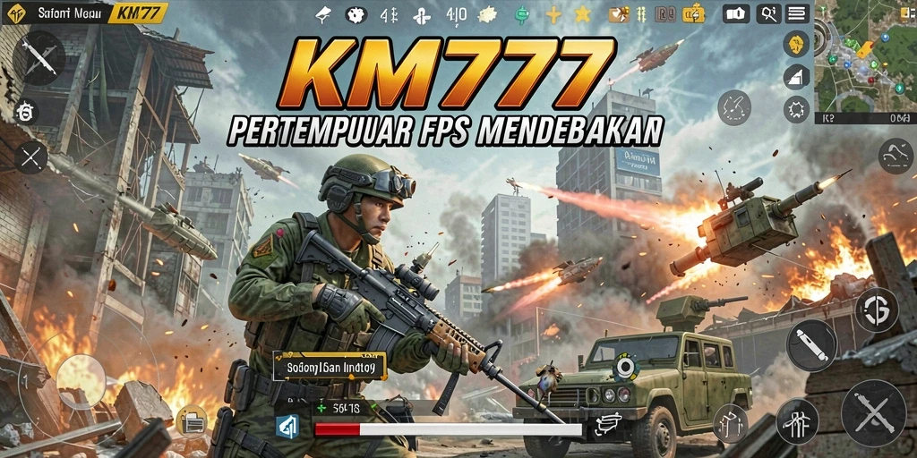 Gameplay intens KM777 dengan aksi tembak-menembak yang seru.