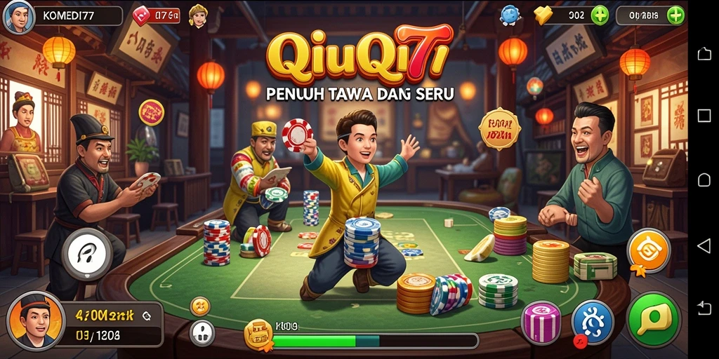 Screenshot KOMEDI77 menampilkan serunya bermain QiuQiu.