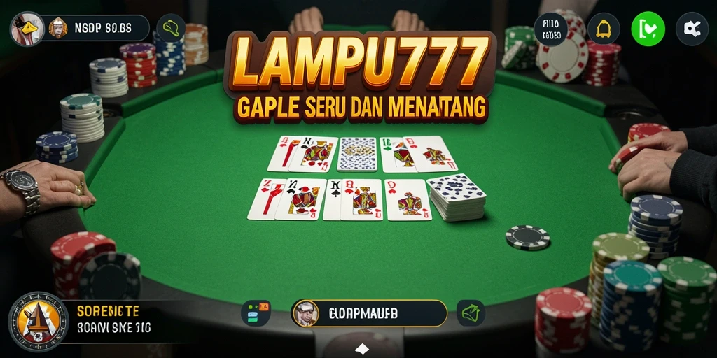 Tampilan gameplay seru LAMPU777 dengan teman-teman dalam permainan Gaple.