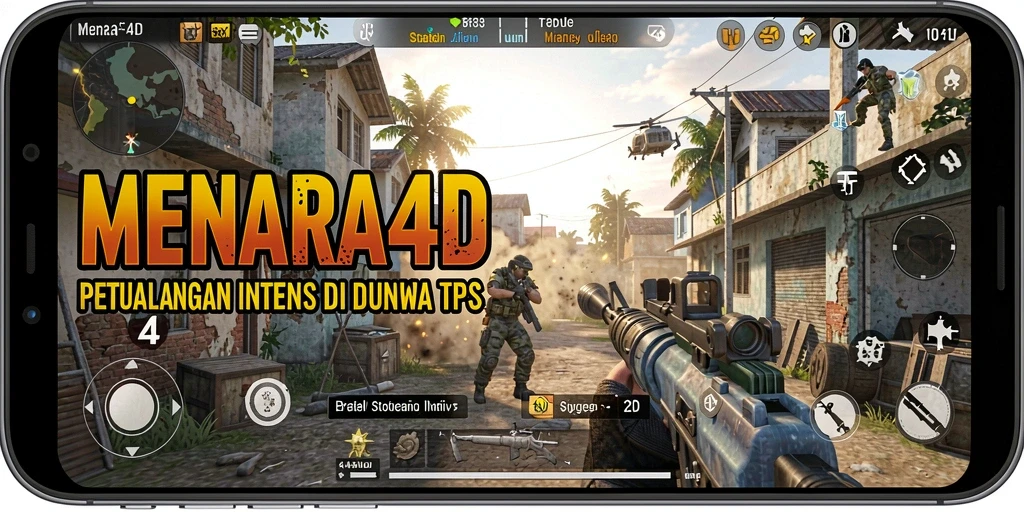 Gameplay MENARA4D menampilkan aksi tembak-menembak yang intens.