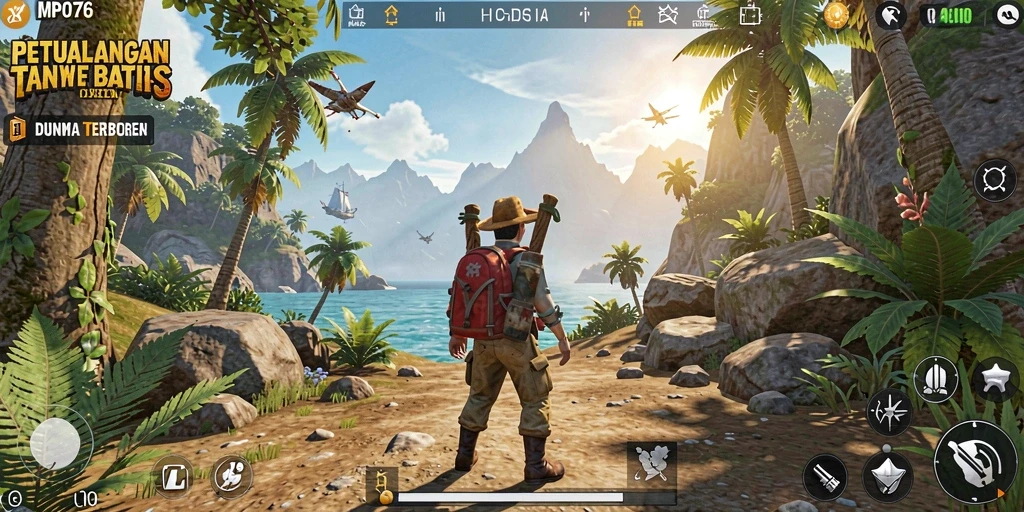 Tampilan gameplay MPO76 dengan pemandangan dunia yang menakjubkan.