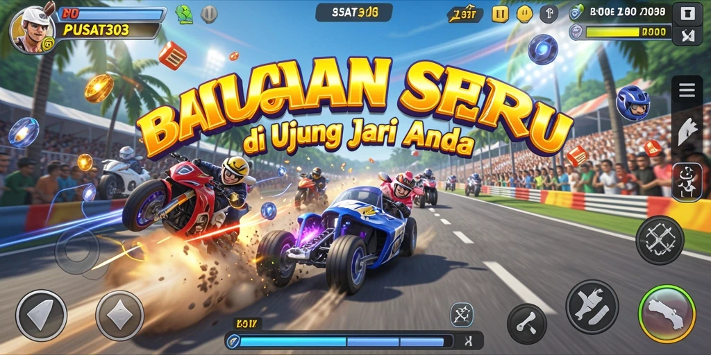 Gameplay seru balapan di PUSAT303 dengan mobil cepat dan trek menantang.
