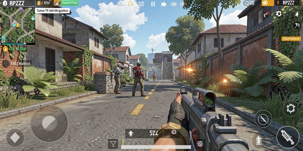Screenshot gameplay RPZZZ menunjukkan aksi seru dalam peperangan TPS.