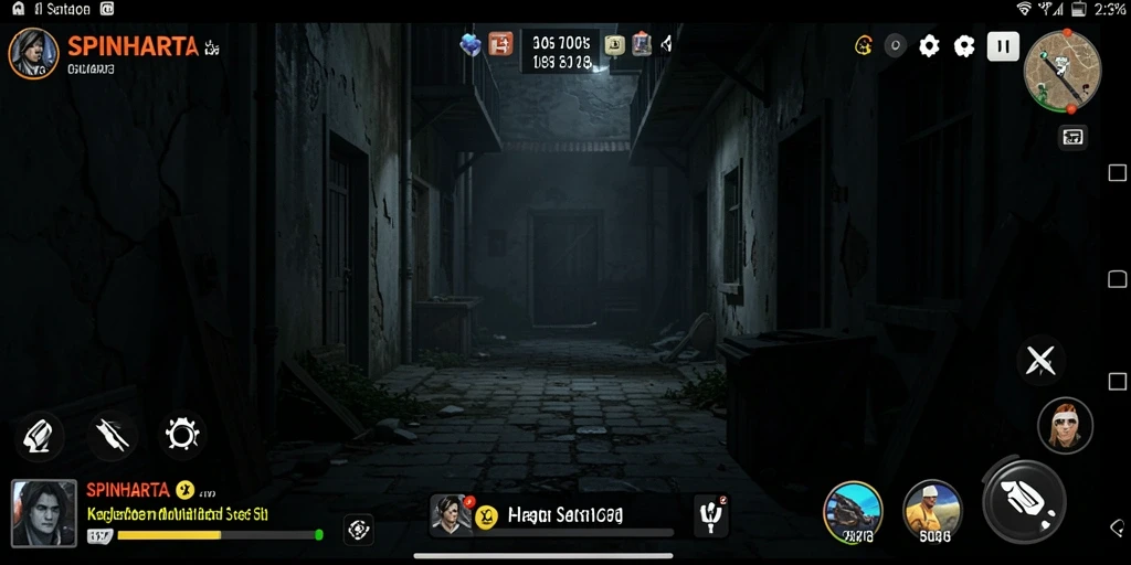 Tampilan menyeramkan dalam gameplay SPINHARTA yang penuh ketegangan.