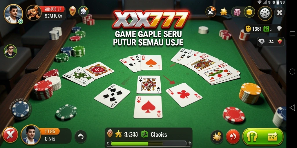 Screenshot gameplay XXX777 menampilkan suasana seru bermain Gaple.